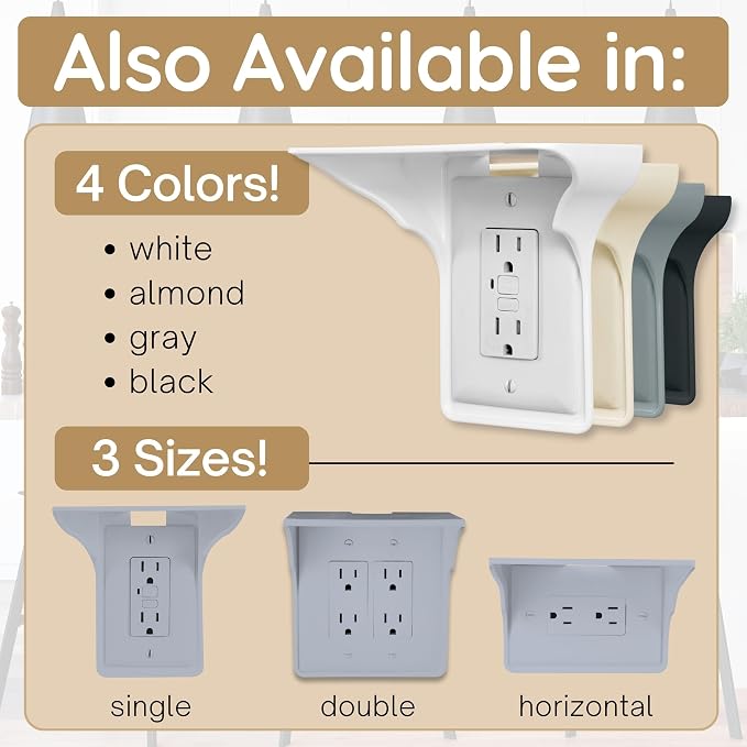 BeraTek Power Perch Wall Outlet Shelf | Declutter & Reclaim Counter Space | - Image 5
