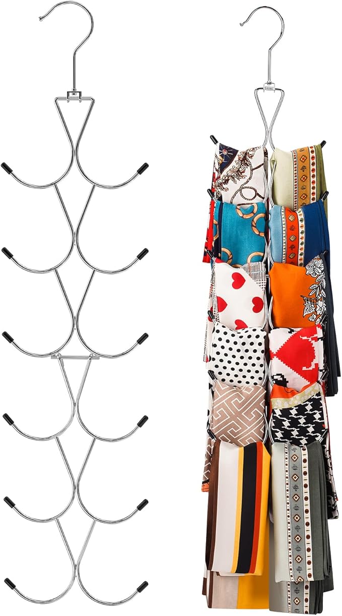 Scarf Hanger 12 Storages, Scarf Organizer by Uinicor