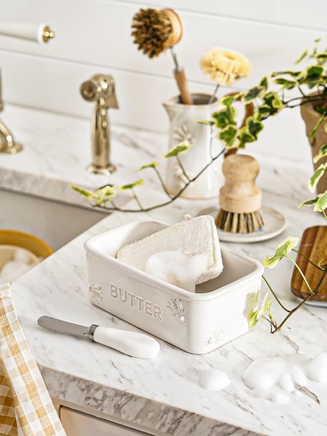 LE TAUCI Butter Dish with Lid for Countertop, Ceramic Butter Container - Image 8