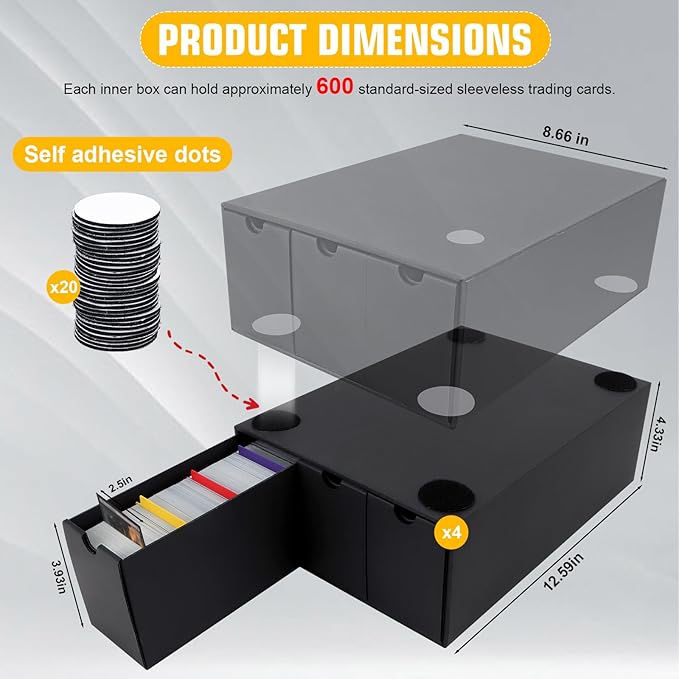 Trading Card Storage Box, Includes 12-600 CT Boxes & 48 Card Dividers, 12000+ - Image 2