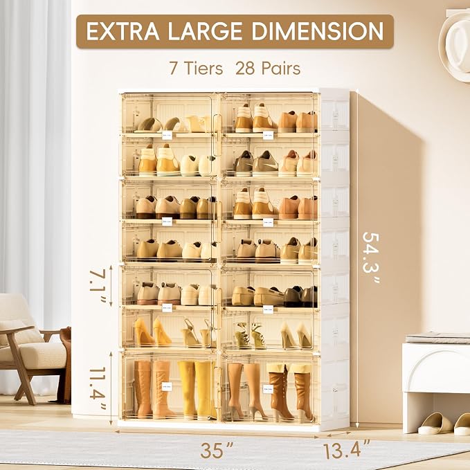 JEKO&JEKO 7 Tiers Foldable Boot and Shoe Storage Rack Cabinet - Image 3