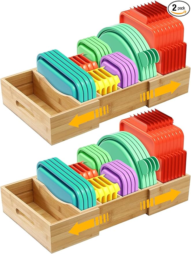 2 Pack Expandable Food Container Lid Organizers, Gift by PJOETYONE