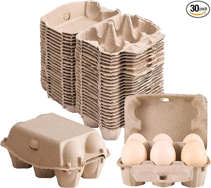 30 Pack Half Dozen Egg Cartons, Blank Natural Pulp Egg Carton Bulk 6 Count by Unknown