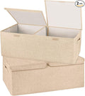 2 Pack Storage Boxes with Lids and Handles, Collapsible Linen Storage Bins by Unknown