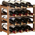 Wine Rack Storage,Bamboo Wine Racks Cabinet Shelf,4-Tier 16 Bottles