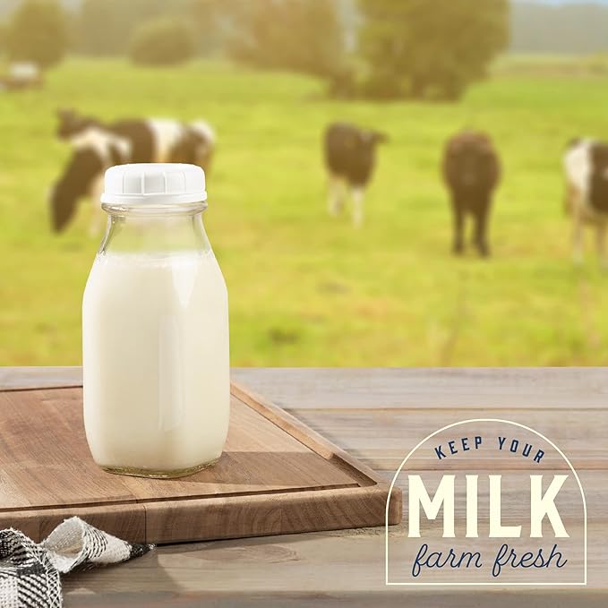 kitchentoolz Glass Creamer Bottle 12 Oz Square Glass Milk Bottle - Image 3