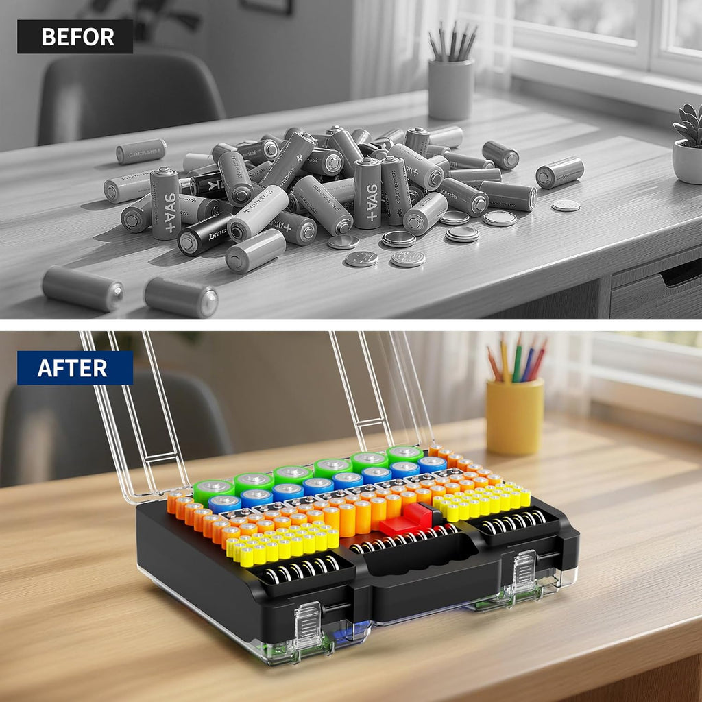 Battery Storage & Organizer Case with Tester