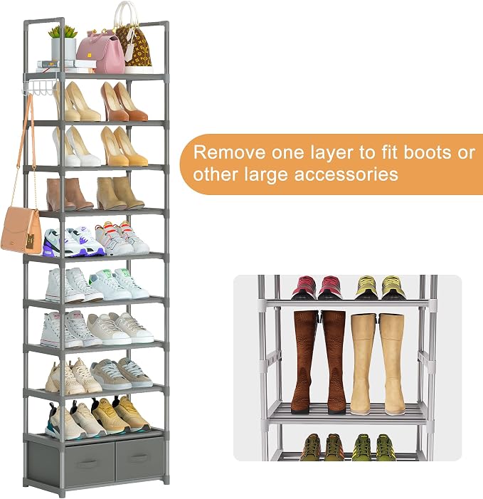 OYREL Shoe Rack, Sturdy Metal Shoes Rack Organizer, Narrow Shoe Rack, Shoe Racks - Image 7