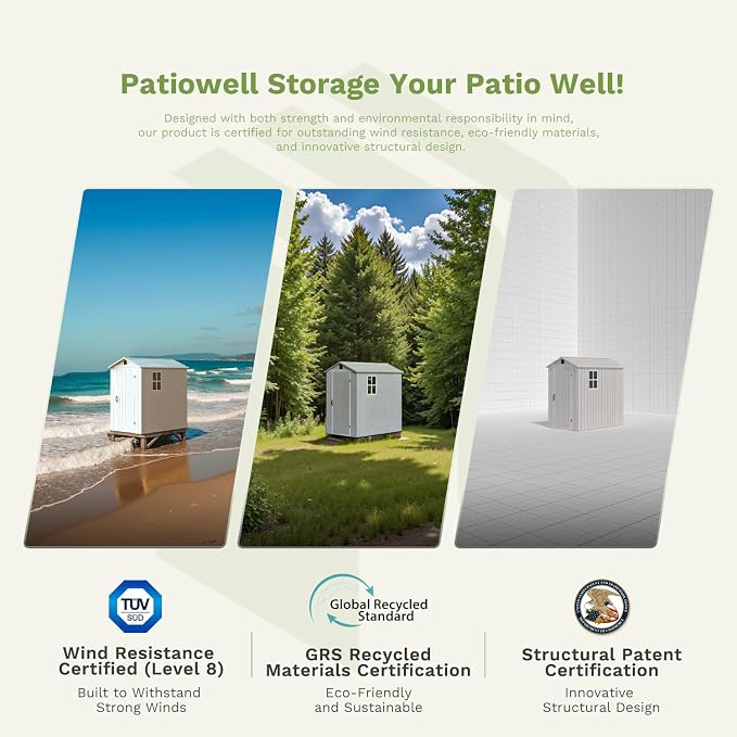 Patiowell 4 x 4 FT Plastic Outdoor Storage Shed - Image 7