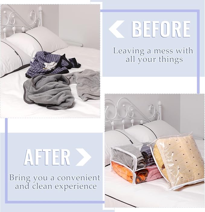 6 Packs Clear Zippered Storage Bags Sweater Moth Bags Plastic Storage - Image 5