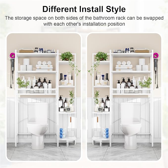 K1 Heavy Duty 7-Tier Over The Toilet Storage（With Basket and Paper - Image 4