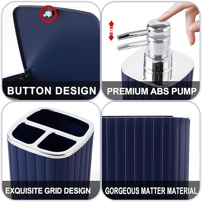 Navy Blue Bathroom Accessories Set - Image 6