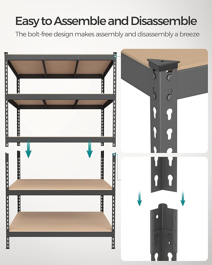 SONGMICS 5-Tier Storage Shelves, Load 2310 lb, Garage Storage, Boltless Assembly - Image 6
