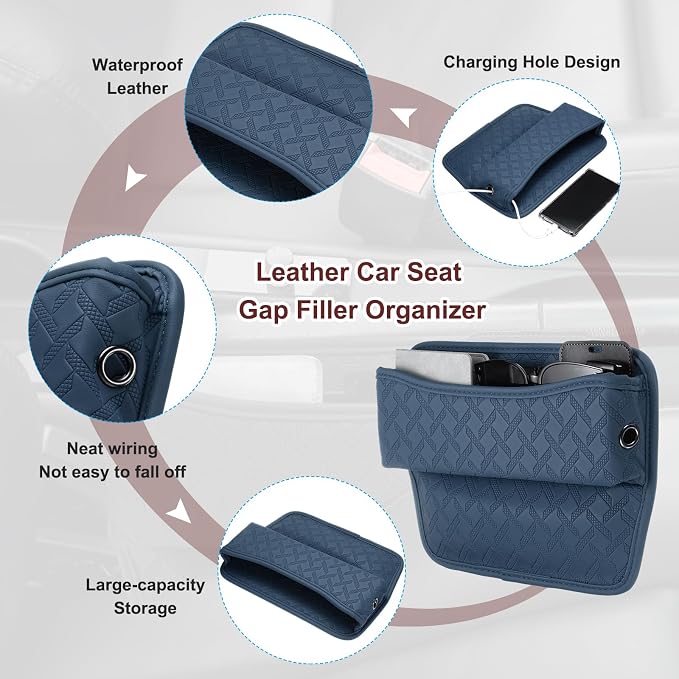 HARFINGTON Car Seat Gap Filler Organizer 11.5 x 8 x 2.1 Inch Leather Universal - Image 3