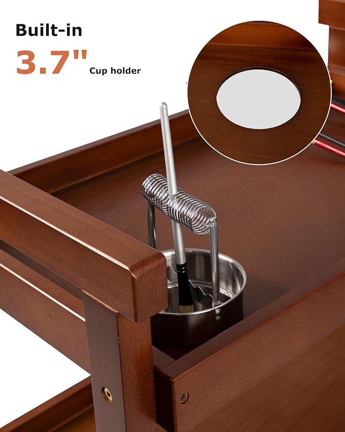 DJAR Rolling Art Supplies Cart, Solid Beech Wood Art Supply Organizert - Image 4