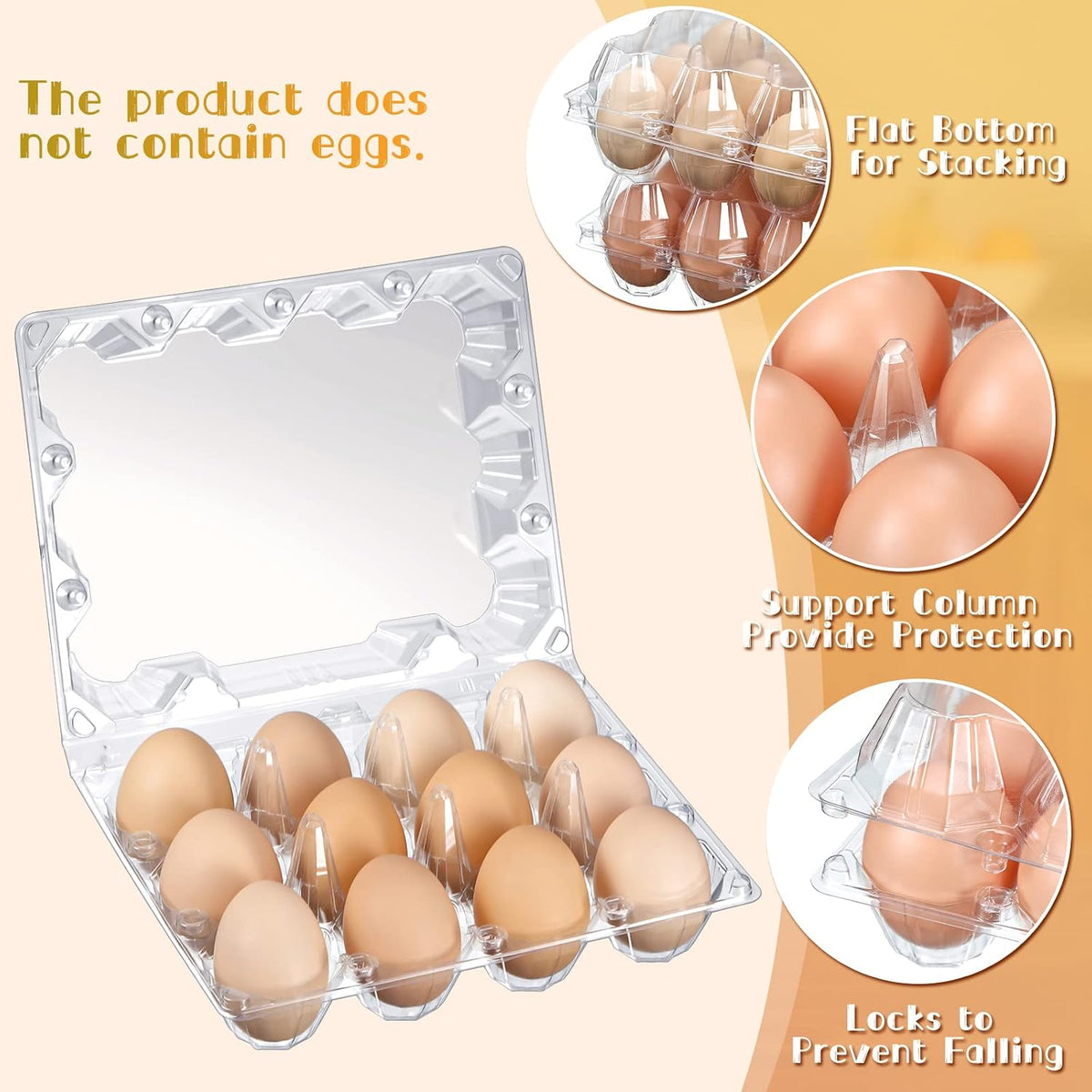 Zubebe 3 x 4 Count 200 Pack Egg Carton Bulk Clear Plastic Empty Egg