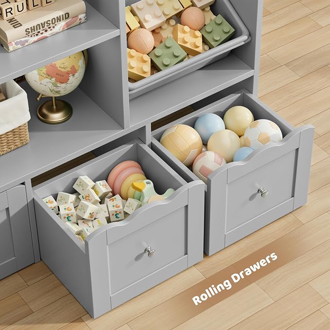 HITHOS 55" W Kids Toy Storage Organizer, Large Toy Box - Image 6