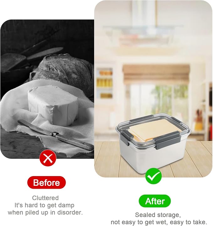 Cheese Container for Refrigerator, Stainless Steel Cheese Container - Image 3