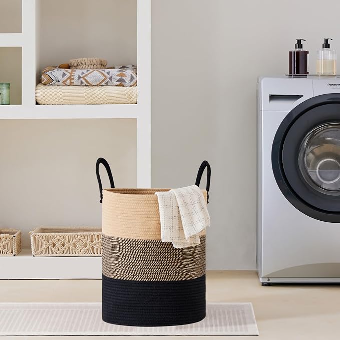 VIPOSCO Large Laundry Hamper, Tall Woven Rope Storage Basket - Image 6