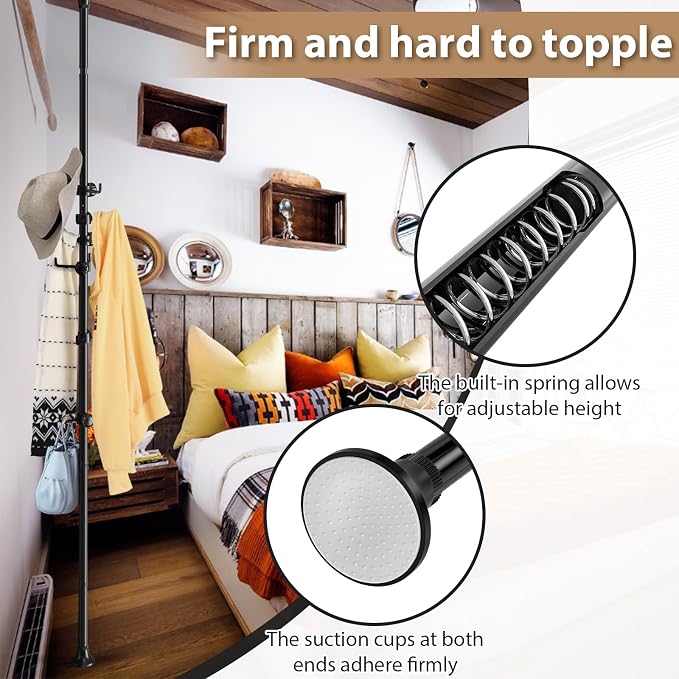 Coat Rack Freestanding, 56 to 125 inch Adjustable Tension Rod Hanger - Image 4