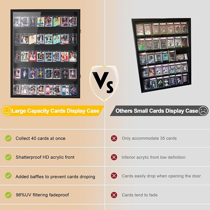 40 Graded Sport Card Display Case XL Baseball Card Display Case Wooden Wall - Image 5