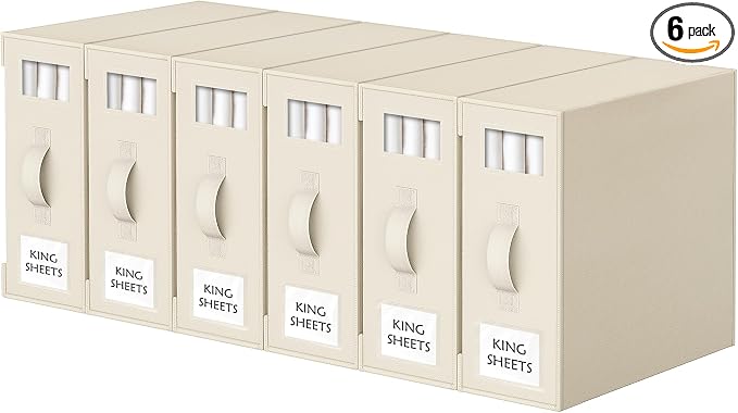 Criusia Bed Sheet Organizers and Storage, 6 Pack Foldable Linen Closet by Criusia