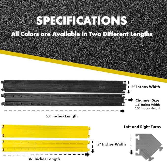 Kable Kontrol Drop Over Floor Cord Cover – 60” Inch Long 1 Channel Cable or - Image 6