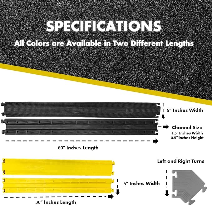 Kable Kontrol Drop Over Floor Cord Cover – 60” Inch Long 1 Channel Cable or - Image 5