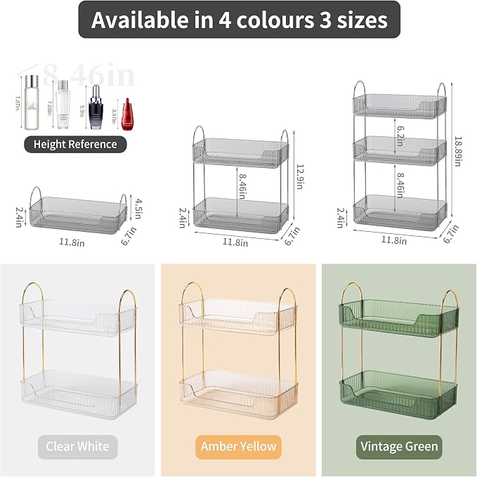 YCIA&DONE Bathroom Organizer Countertop, Makeup Storage, Skincare Cosmetic Tray - Image 2