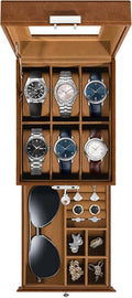 Uten 6-Slot Watch Box, 2-Layers PU Leather Watch Case by UTENHOMEGOODSCENTER