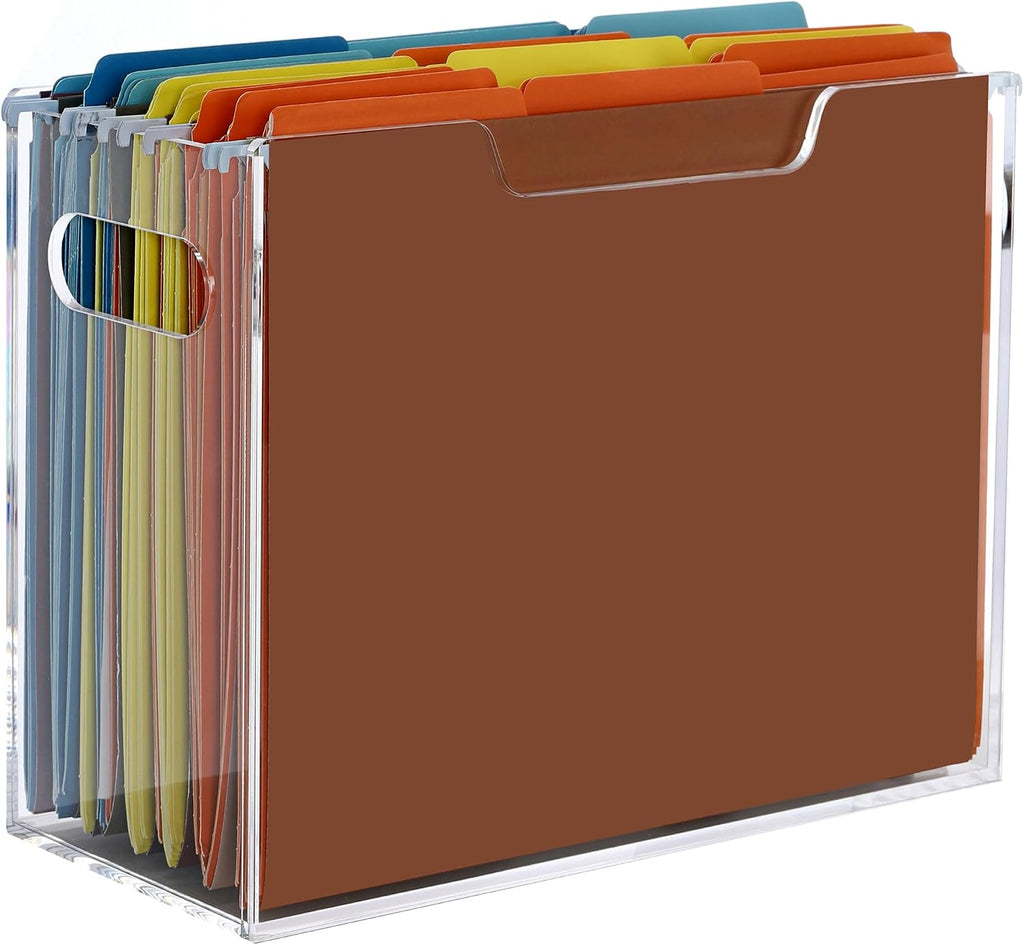 DINGHUO Acrylic File Folder Organizer, Hanging File Organizer Box