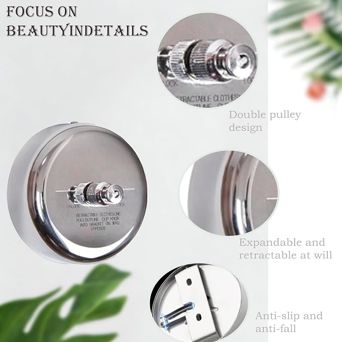 Heavy Duty Retractable Clothesline Indoor Outdoor 2-Pack of Stainless Steel - Image 5