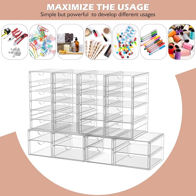 Makeup Organizer Storage With 16 Drawers, Desk Organizers, Dustproof Drawer and - Image 6