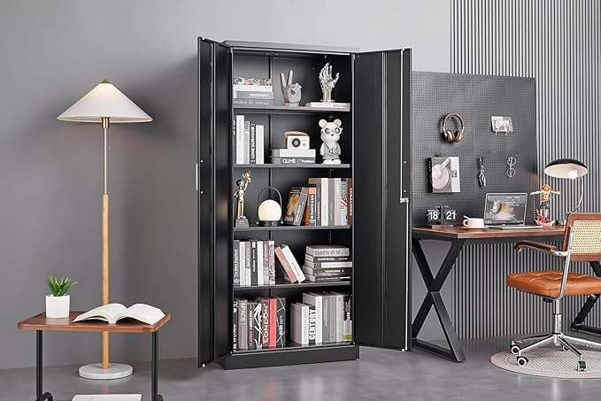 Metal Storage Cabinet with Adjustable Shelves, Garage Storage Cabinets with - Image 7