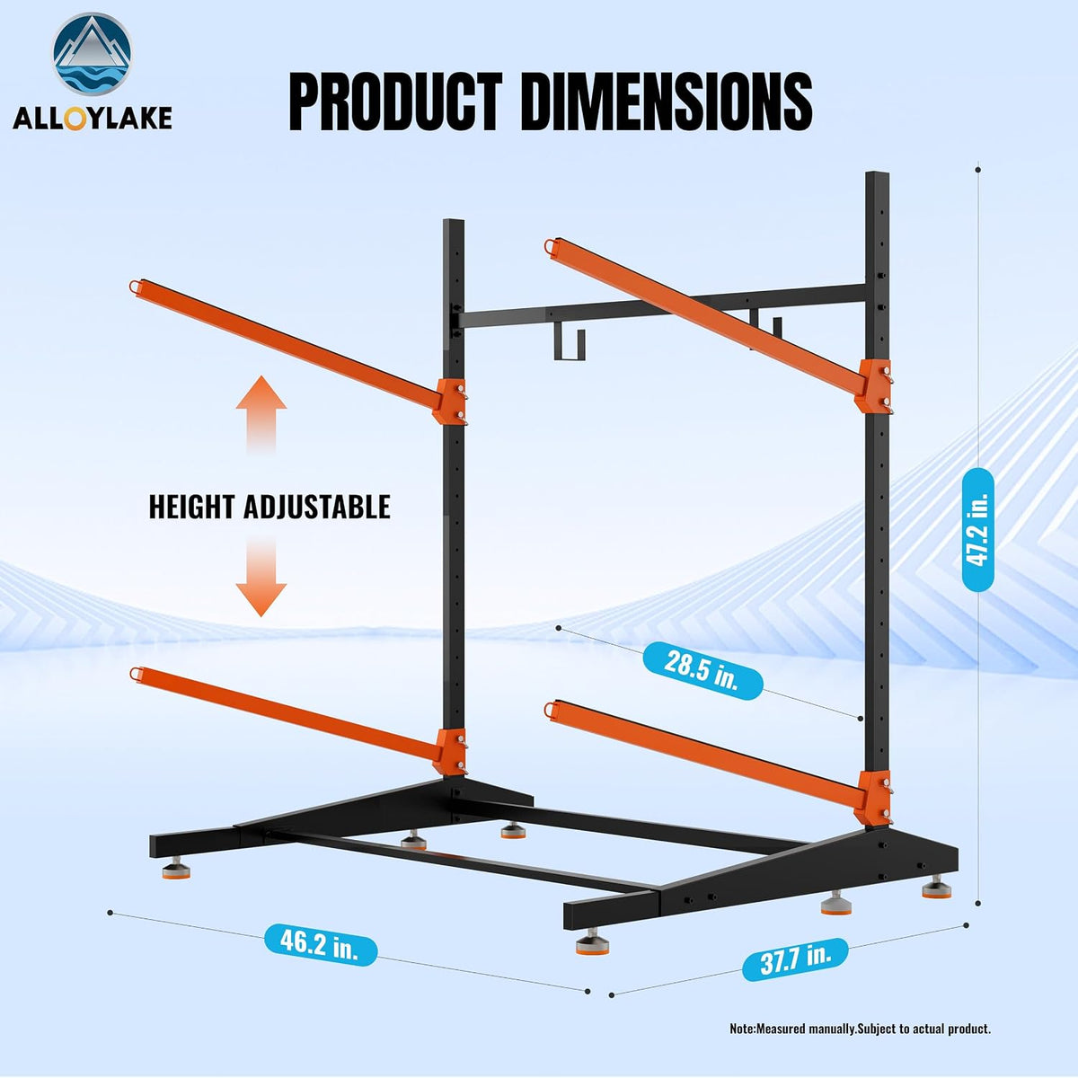 Double Kayak Storage Rack, Adjustable Paddleboard Holder (Orange)