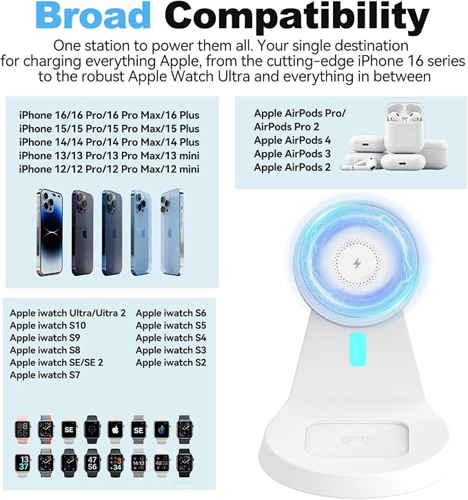 3-in-1 Charging Station Magnetic Wireless Charger Dock Compatible - Image 7