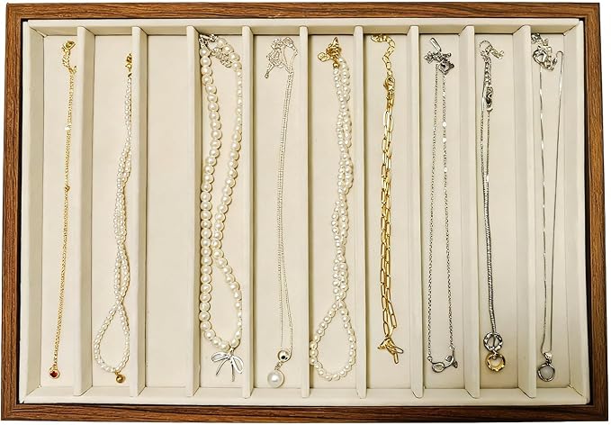 Large Jewelry Trays for Drawers Stackable Velvet Jewelry Display for Vendors by HOUKANWE