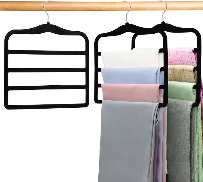 Closet Organizers and Storage, 2 Pack Pants Hangers Space Saving, Velvet Hangers by CLODSPAC