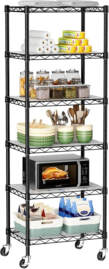 Small 6 Tier Shelves Storage Wire Shelving Unit Metal Shelf Adjustable by Golpart
