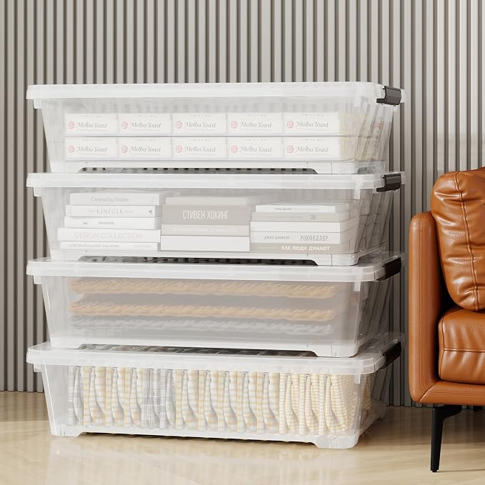 Saedy 4 Pack 40L Plastic Underbed Storage Container Box - Image 4