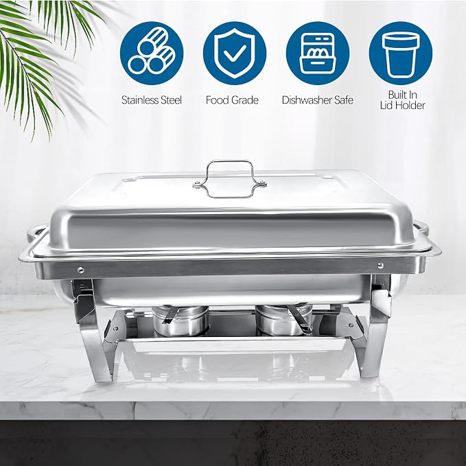 Chafing Dish for Buffet, 8 Pack Stainless Steel Chafing Servers Food Warmer Set - Image 2