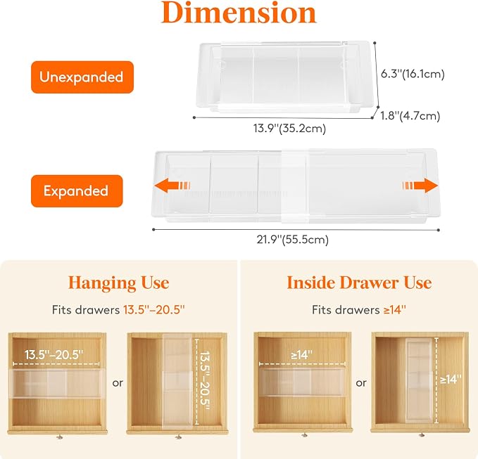 Lifewit 3 Pack Sliding Makeup Drawer Organizer Trays - Image 2
