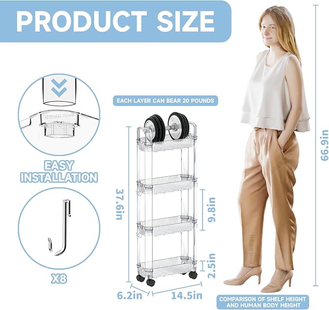 Yieach 4 Tier Rolling Cart - Image 2