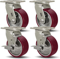 SY America 5" X 2" Casters Wheels, Heavy Duty Casters Set of 4，Polyurethane on by SYAmericaIndustrialCasters