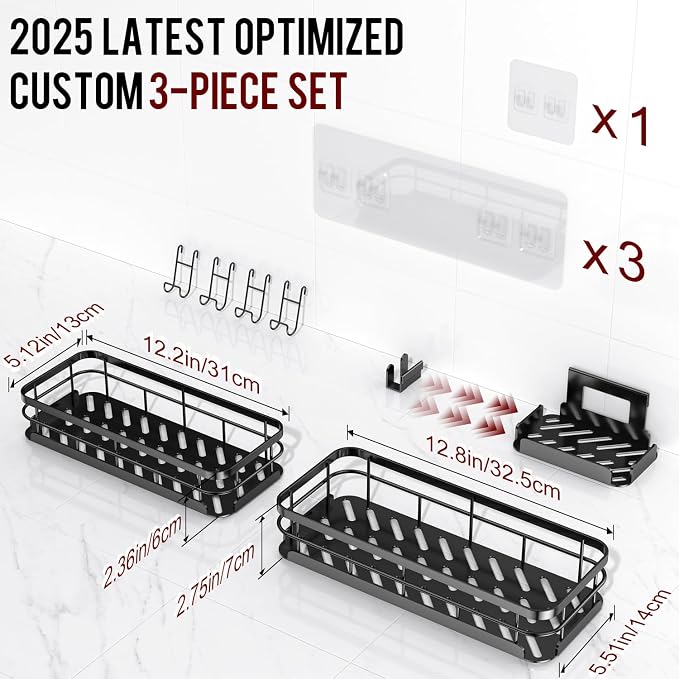 Large Capacity Shower Caddy, Heavy-Duty Adhesive Shower Organizers - Image 2