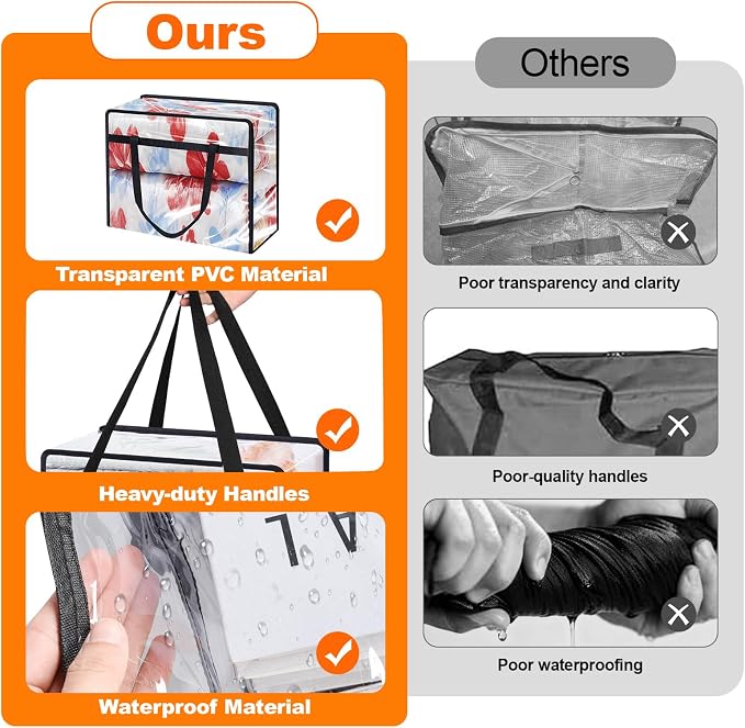 4 Pack Clear Clothes Storage Bags, Vinyl Blanket Storage Bag - Image 4