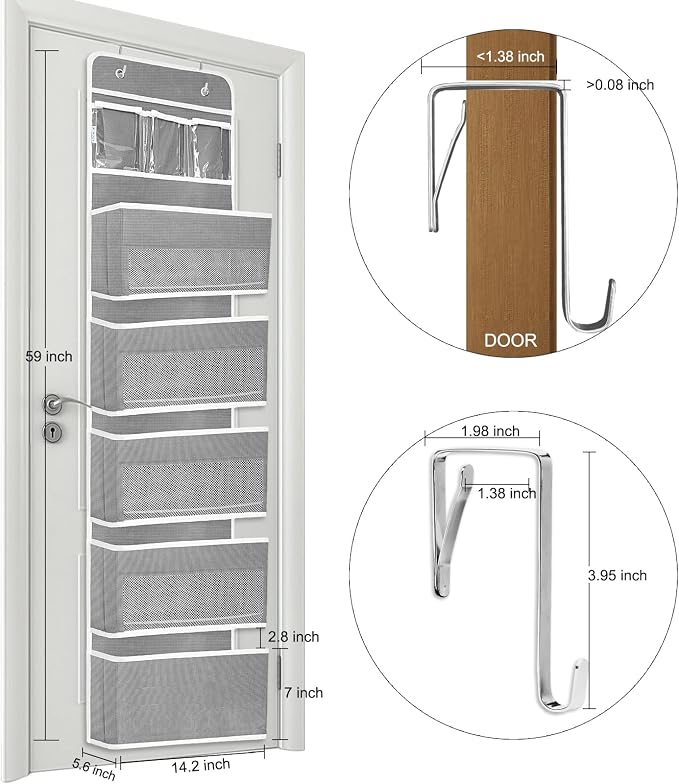 Over The Door Organizer Storage, 6 Shelf of Reinforcement Anti-Tilt Can Bear - Image 3