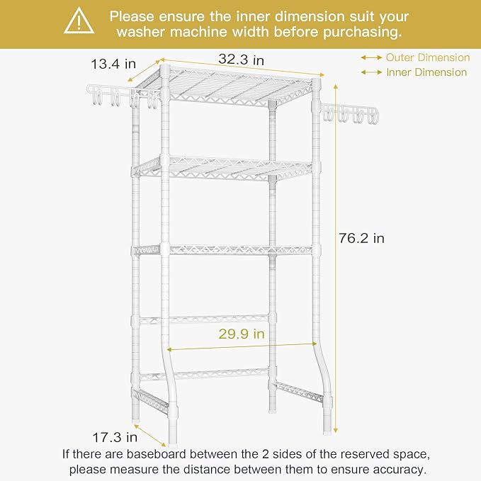 Ulif U8 Medium Laundry Room Storage Organizer, Over the Washer and Dryer - Image 3