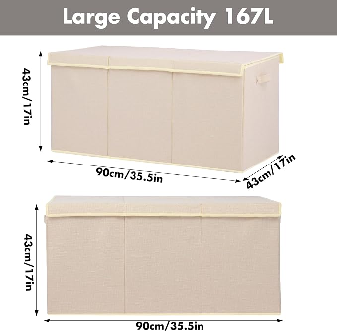 Extra Large Toy Box 167L, Sturdy Toy Storage Chest Organizer Bin Baskets - Image 4
