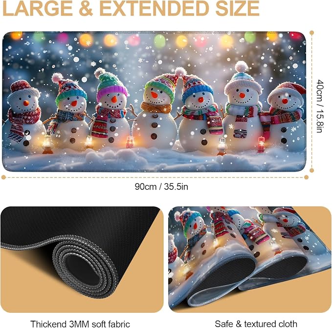 Large Mouse Pad, Snowman Christmas Desk Mat, Extended Gaming Mouse Pad - Image 2